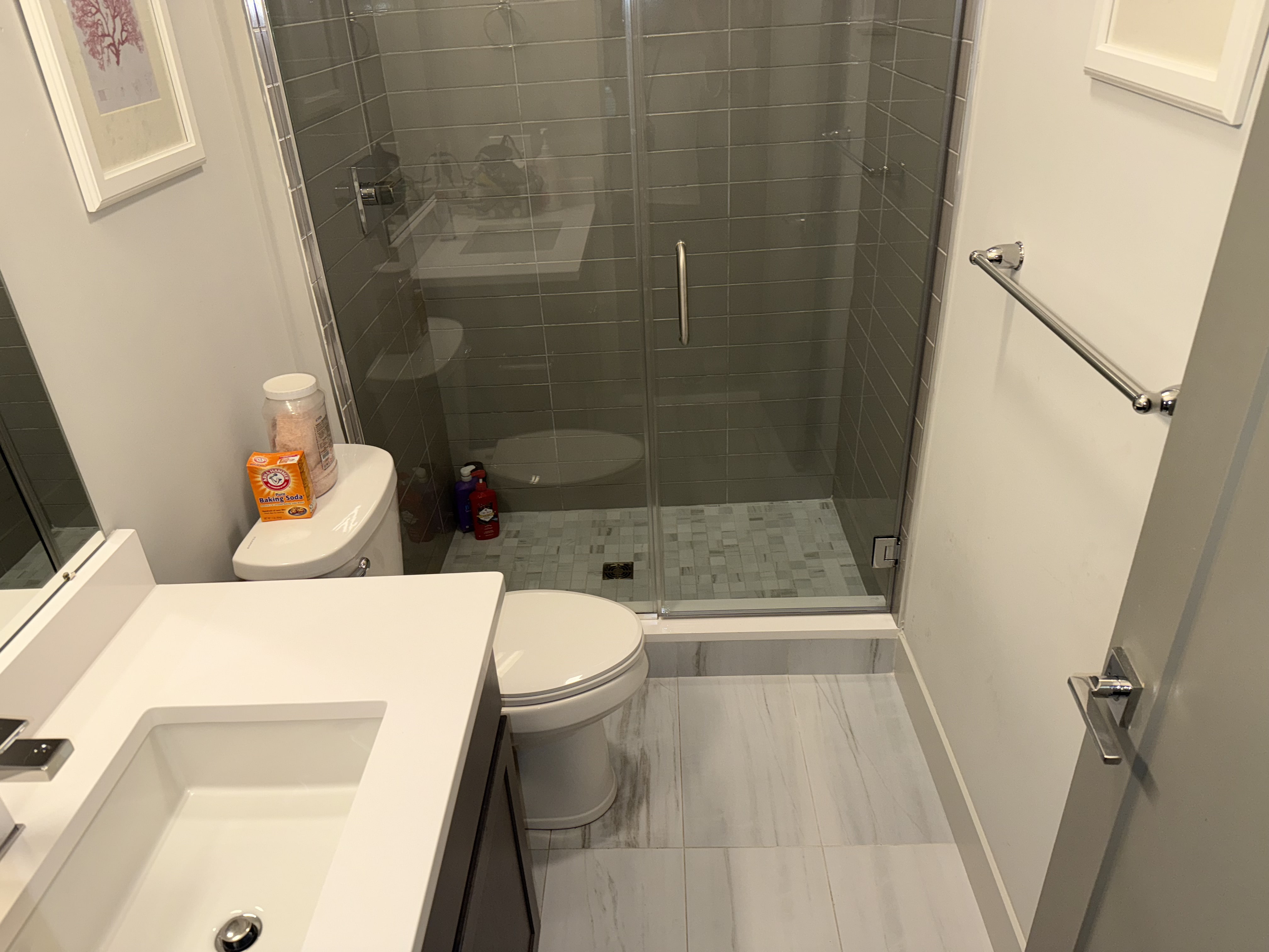 Sparkling bathroom with polished tiles